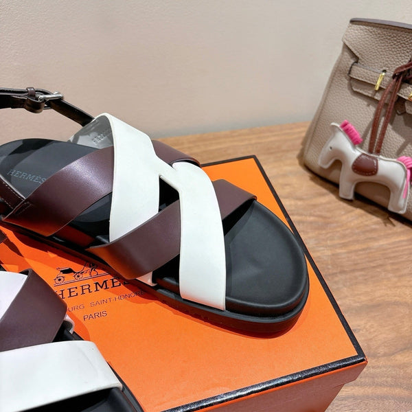 Sandalo Heracles HM 25 in pelle di vitello bianca bordeaux