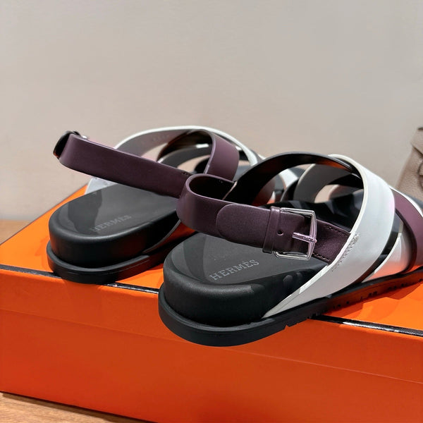 Sandalo Heracles HM 25 in pelle di vitello bianca bordeaux