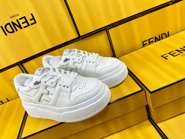 FENDI THICK-SOLDED SNEAKER IN WHITE LAMBSKIN