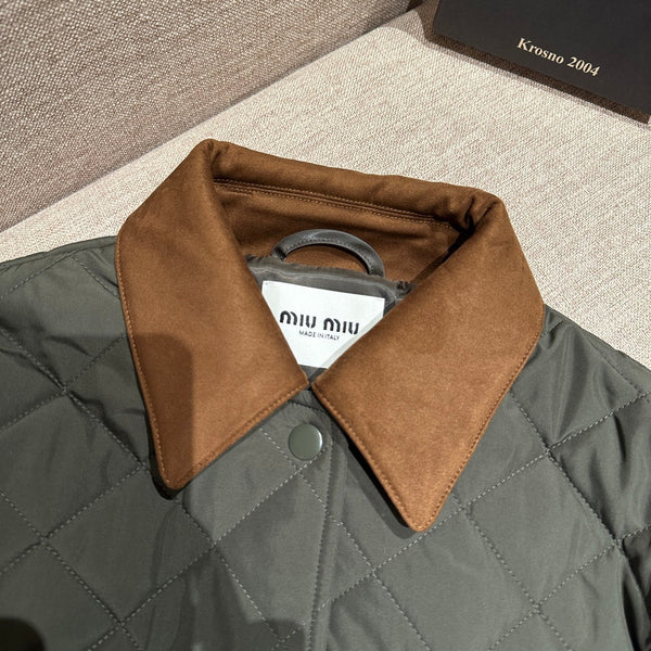 Miu Miu 25 Quilted Jacket Seaweed Green Polyester 302918