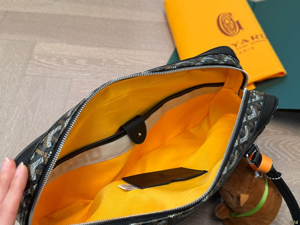 SAINT MARTIN BAG 34 IN BLACK GOYARDINE CANVAS AND CALFSKIN