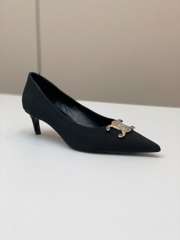 MEDIUM-HEELED 50MM PUMP IN BLACK SUEDE