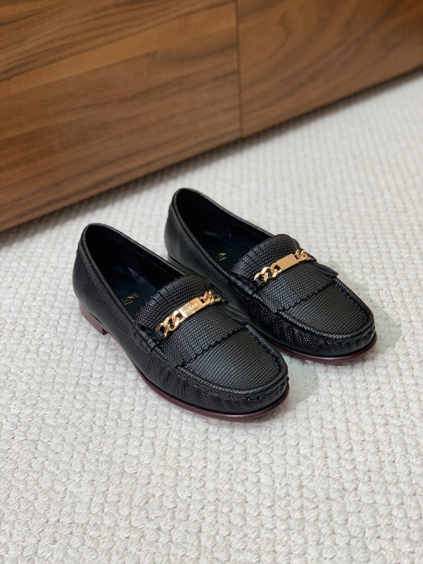 LUCO LOAFER WITH FRINGES IN BLACK LAMBSKIN
