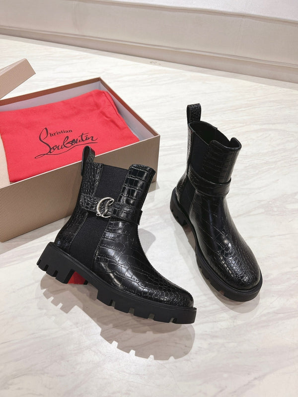 CL 25C Chelsea Booty Lug Black Alligator embossed calf leather 167675