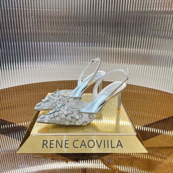 RC 25 Butterfly Flower Thick Heel White Sheepskin 242924