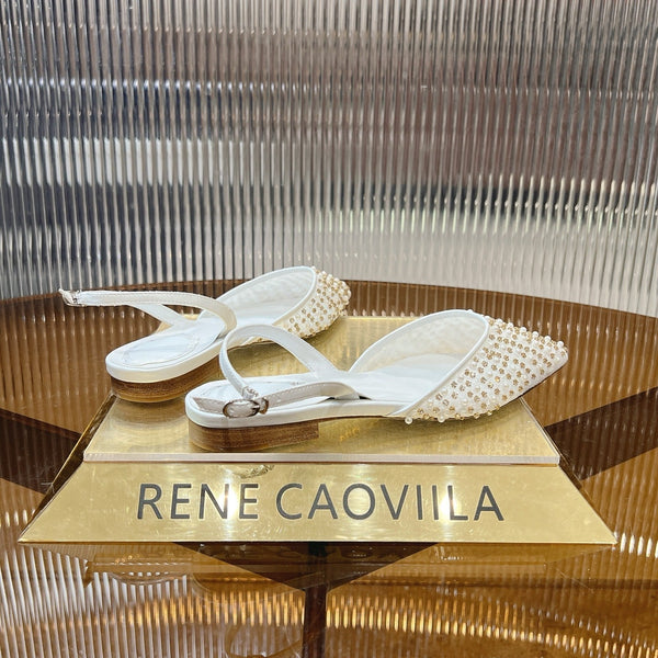 RC Slingback 1cm White Rhinestone Sheepskin 281983