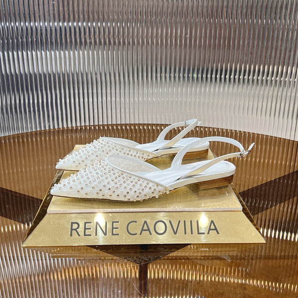 RC Slingback 1cm White Rhinestone Sheepskin 281983