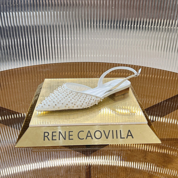 RC Slingback 1cm White Rhinestone Sheepskin 281983