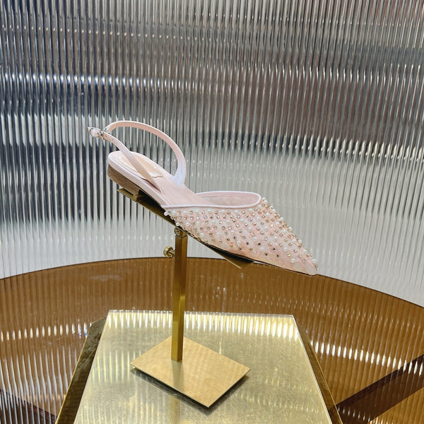 RC Slingback Shoe 1cm Pink Rhinestone Sheepskin 281984