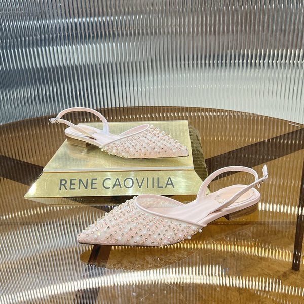 RC Slingback Shoe 1cm Pink Rhinestone Sheepskin 281984