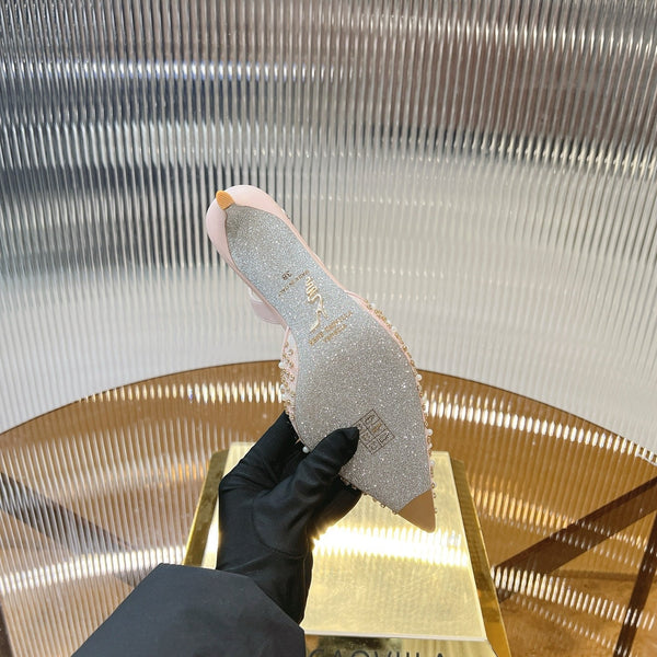 RC Slingback Shoe 7.5cm Pink Rhinestone Sheepskin 281986