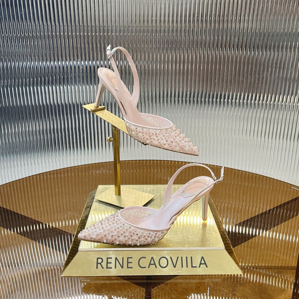 RC Slingback Shoe 7.5cm Pink Rhinestone Sheepskin 281986