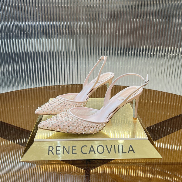 RC Slingback Shoe 7.5cm Pink Rhinestone Sheepskin 281986