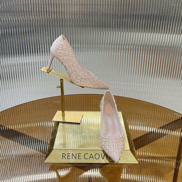 RC Scarpin Shoe 7.5cm Pink Rhinestone Sheepskin 281988