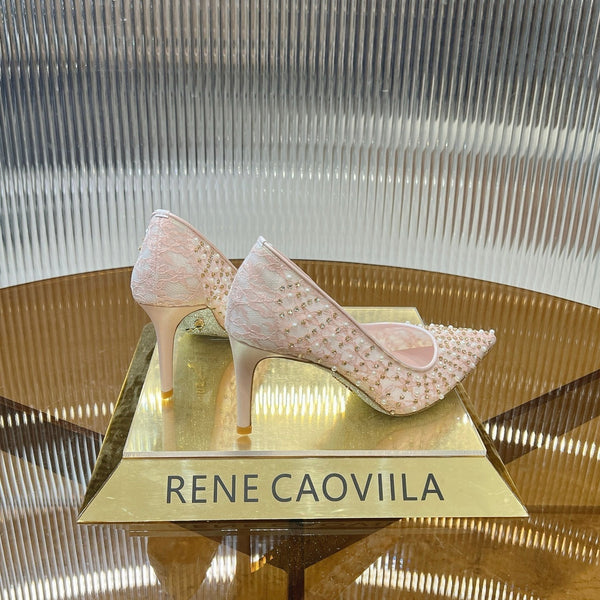 RC Scarpin Shoe 7.5cm Pink Rhinestone Sheepskin 281988