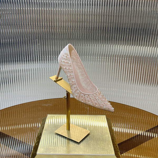 RC Scarpin Shoe 7.5cm Pink Rhinestone Sheepskin 281988