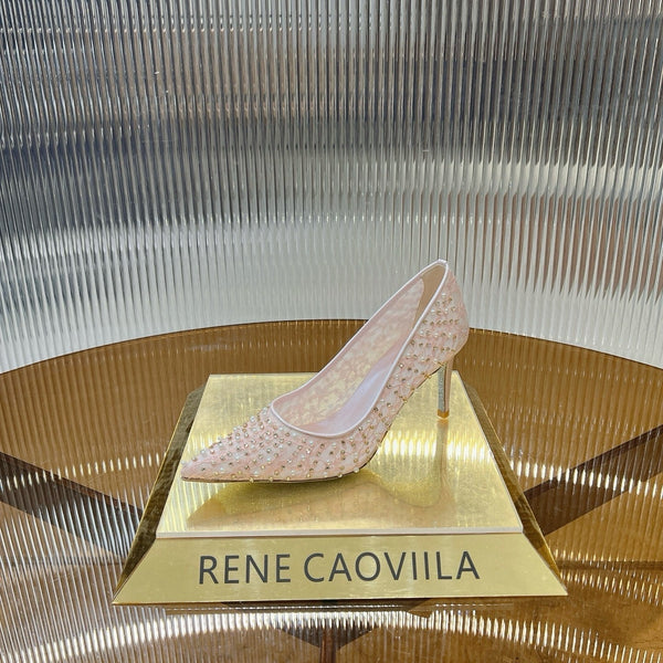 RC Scarpin Shoe 7.5cm Pink Rhinestone Sheepskin 281988