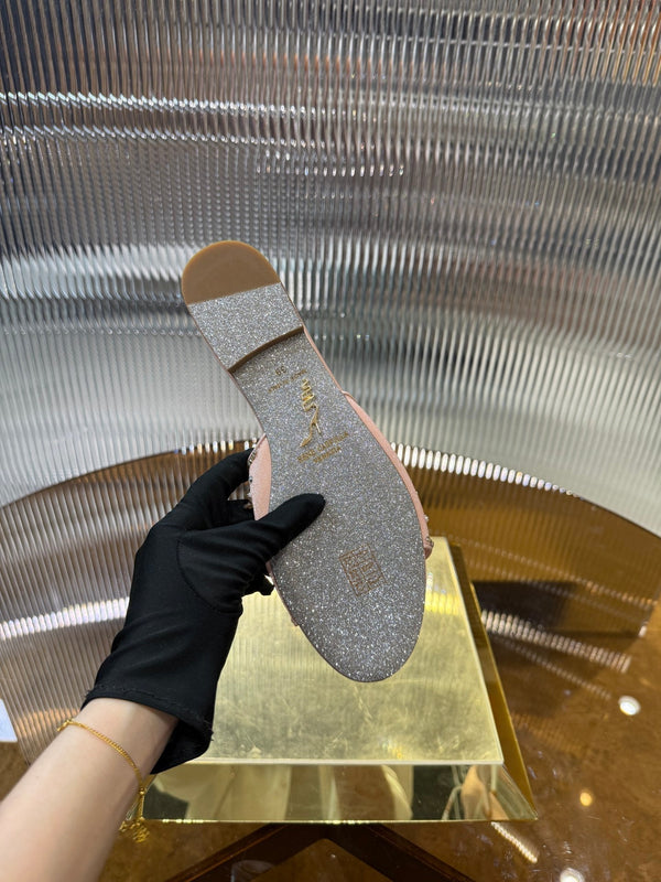 RC 25C Butterfly Flower Sandals Slippers Pink Sheepskin Rhinestone 275765