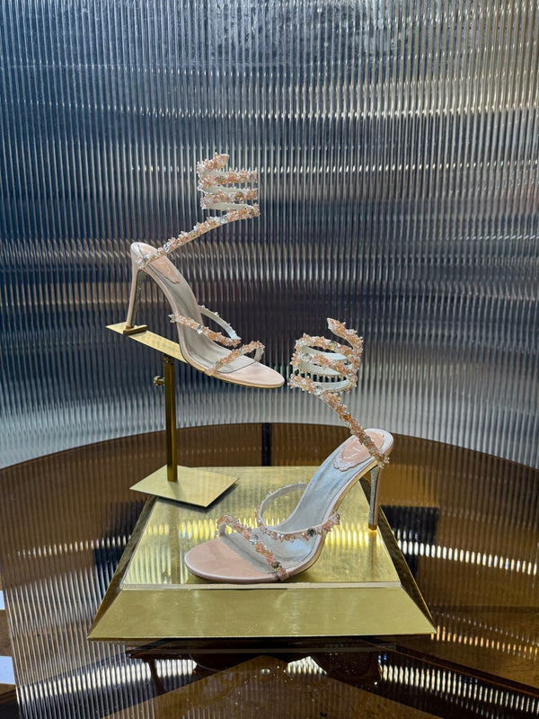 RC 25C Crystal Diamond Sandals Pink Sheepskin Rhinestone 275778