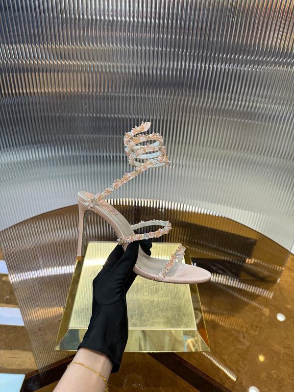 RC 25C Crystal Diamond Sandals Pink Sheepskin Rhinestone 275778