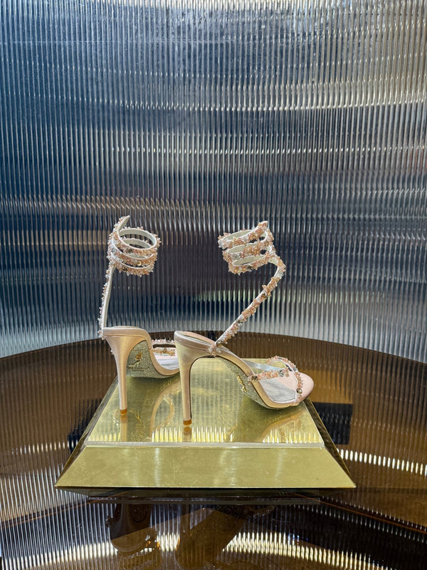 RC 25C Crystal Diamond Sandals Pink Sheepskin Rhinestone 275778