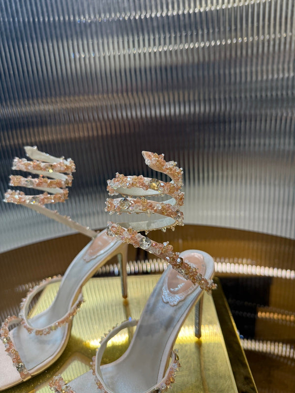 RC 25C Crystal Diamond Sandals Pink Sheepskin Rhinestone 275778