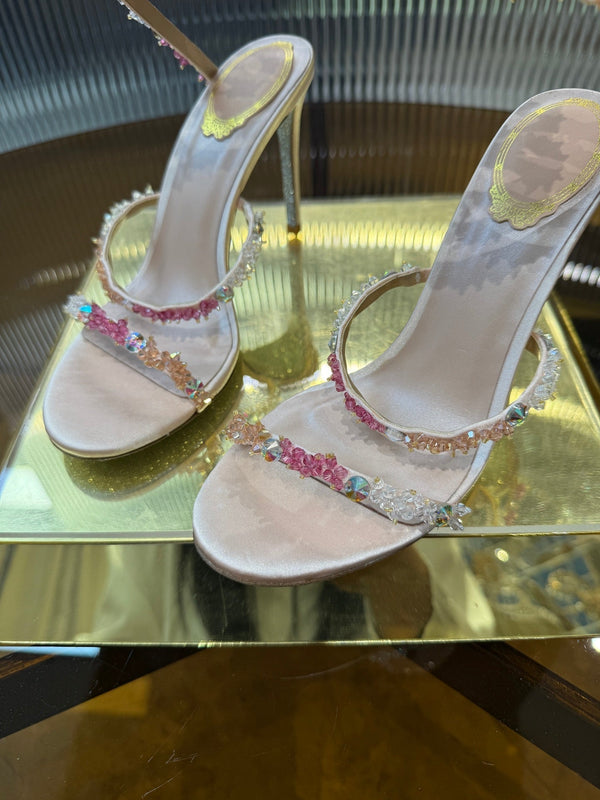 RC 25C Multicolor Diamond Sandals Pink Sheepskin Rhinestone 275781