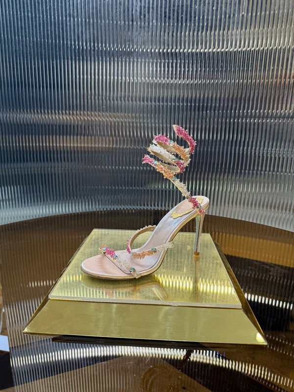 RC 25C Multicolor Diamond Sandals Pink Sheepskin Rhinestone 275781