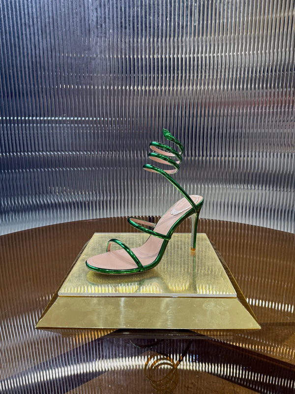 RC 25C Snake-Shaped Sandals 9.5cm Green Sheepskin 310627