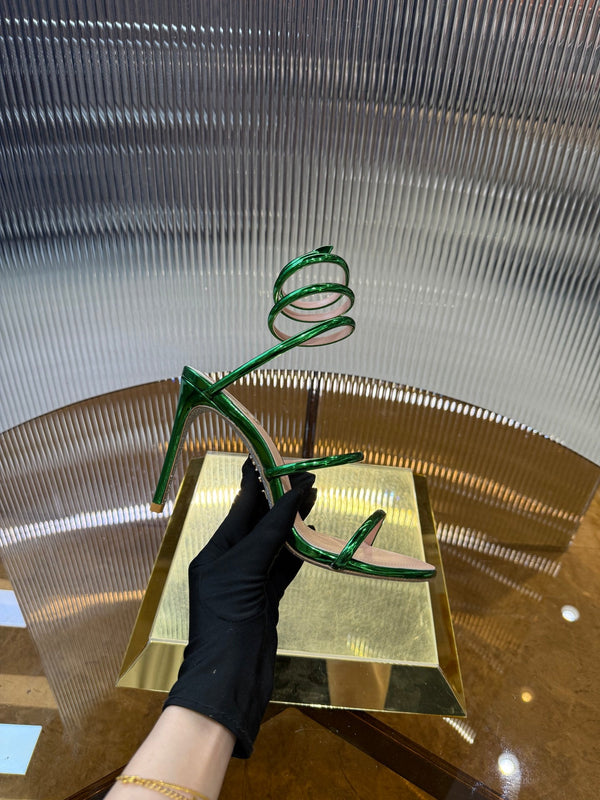 RC 25C Snake-Shaped Sandals 9.5cm Green Sheepskin 310627