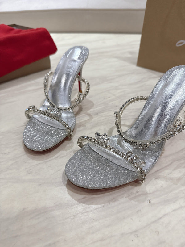 CL 25 Sandals Silver PVC Creo Rhinestones 307509
