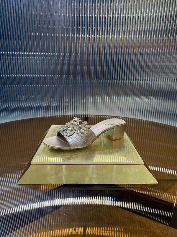 RC 25C Slippers 4.5cm Pink Nude Sheepskin Rhinestones 310639