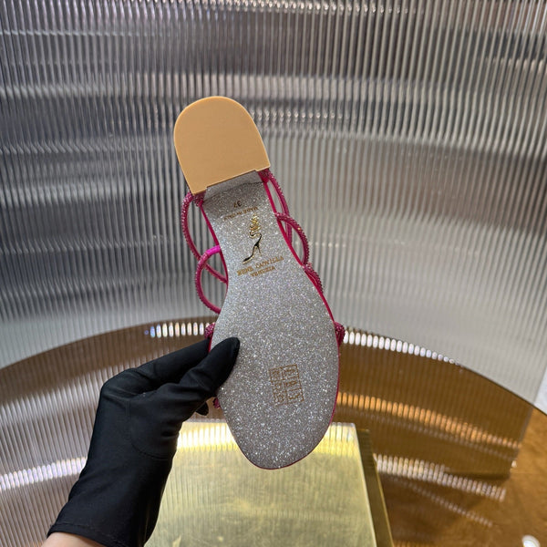 RC 25C Flower Sandals Pink Sheepskin Rhinestones 314822