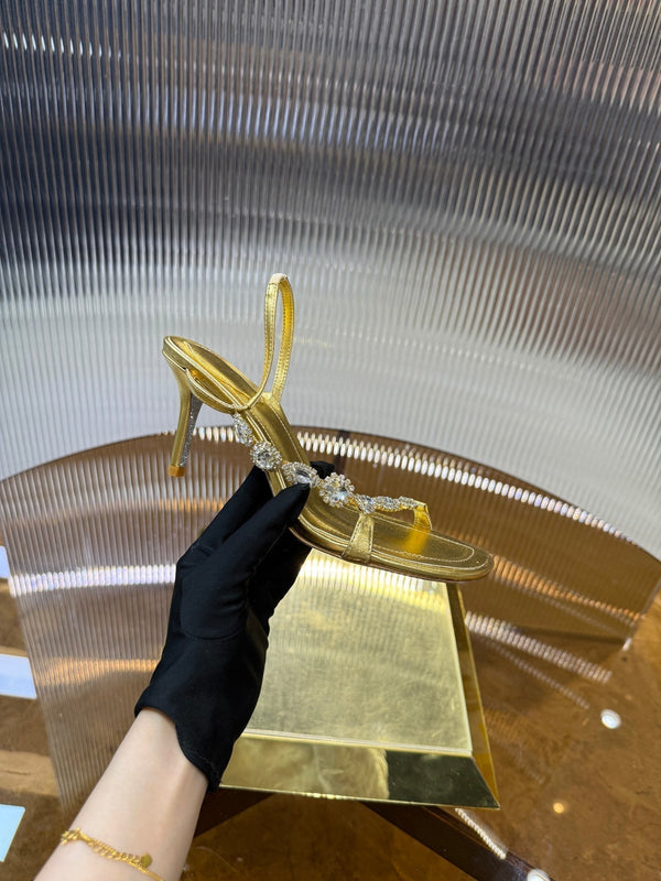 RC 25C Diamond Sandals Gold Sheepskin Rhinestones 314824