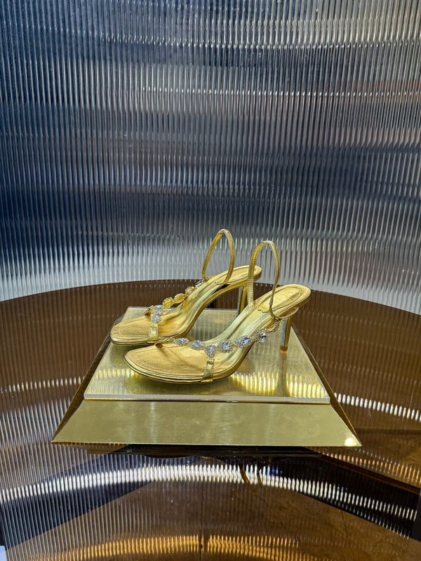 RC 25C Diamond Sandals Gold Sheepskin Rhinestones 314824