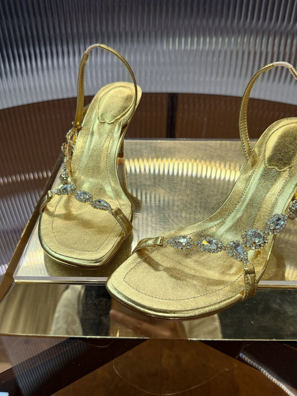 RC 25C Diamond Sandals Gold Sheepskin Rhinestones 314824