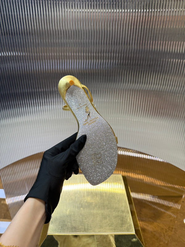 RC 25C Diamond Sandals Gold Sheepskin Rhinestones 314824