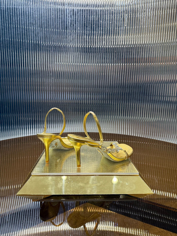 RC 25C Diamond Sandals Gold Sheepskin Rhinestones 314824