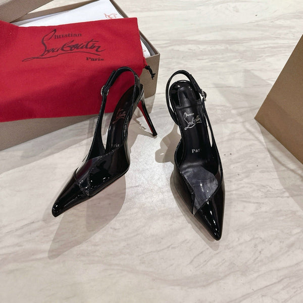 CL 25 Slingback Sandals Black PVC Gloss Calfskin 307531