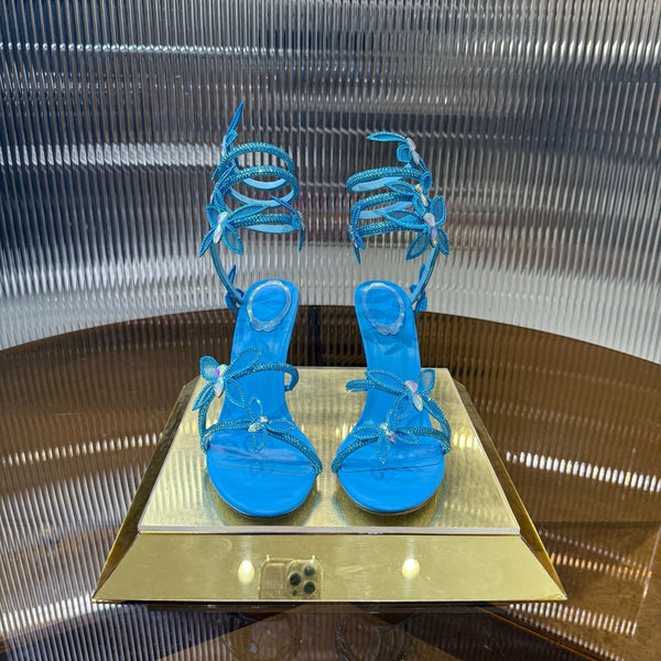 RC 25C Butterfly Sandals Blue Silk Swarovski Crystal Diamond 339486