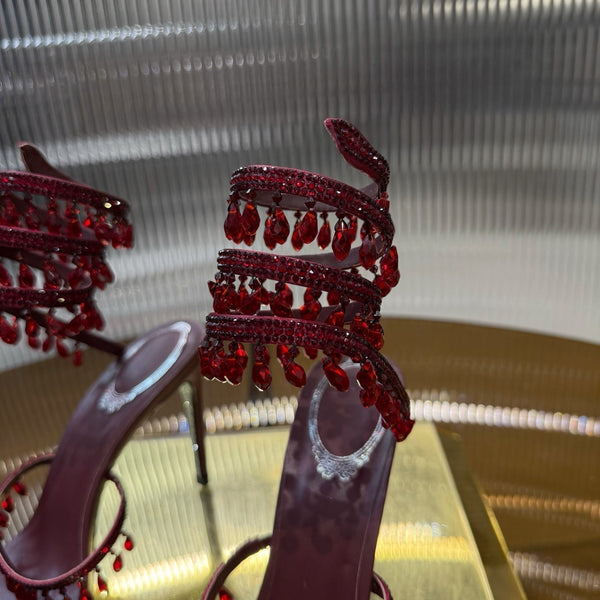 Sandali RC 25C Crystal Diamond in pelle di pecora rossa 339493