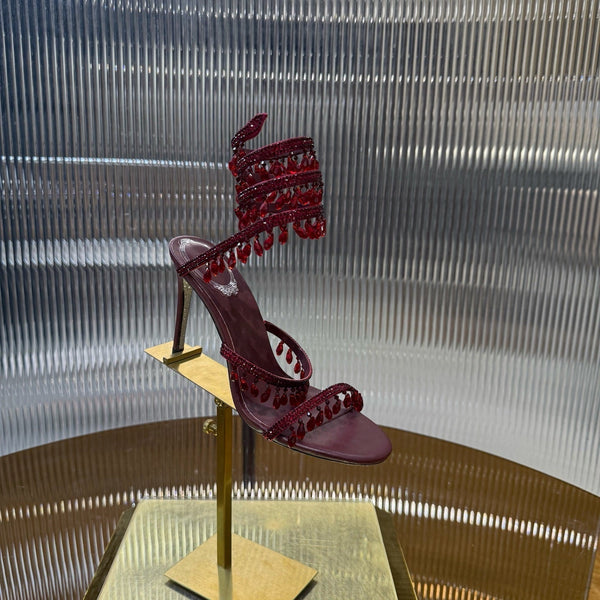 Sandali RC 25C Crystal Diamond in pelle di pecora rossa 339493