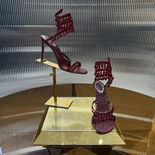 Sandali RC 25C Crystal Diamond in pelle di pecora rossa 339493