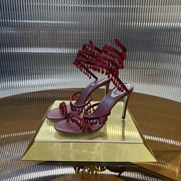 Sandali RC 25C Crystal Diamond in pelle di pecora rossa 339493