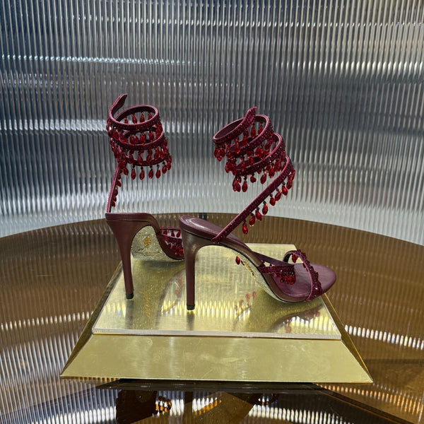 Sandali RC 25C Crystal Diamond in pelle di pecora rossa 339493