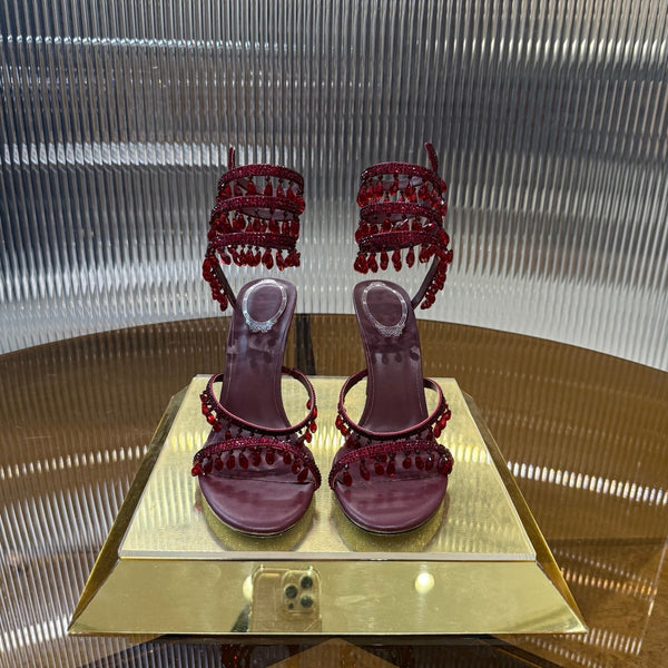 RC 25C Crystal Diamond Sandals Red Sheepskin 339493