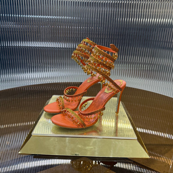 RC 25C Crystal Diamond Sandals Orange Sheepskin 339494