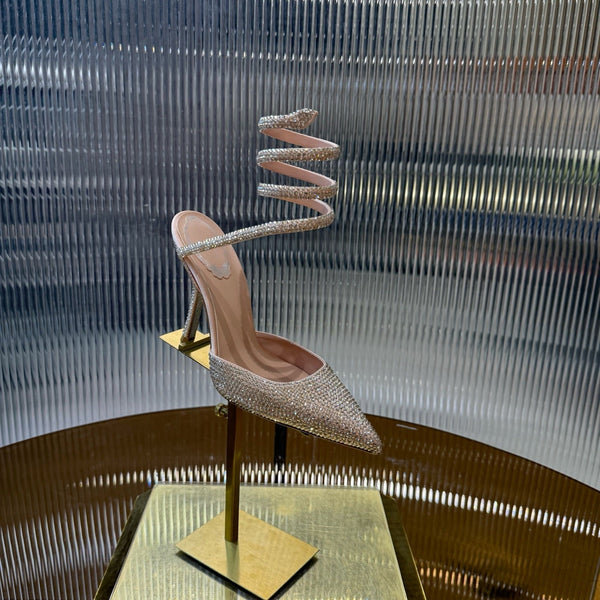 RC 25C Sandali singoli in pelle di pecora color oro champagne con strass 339497