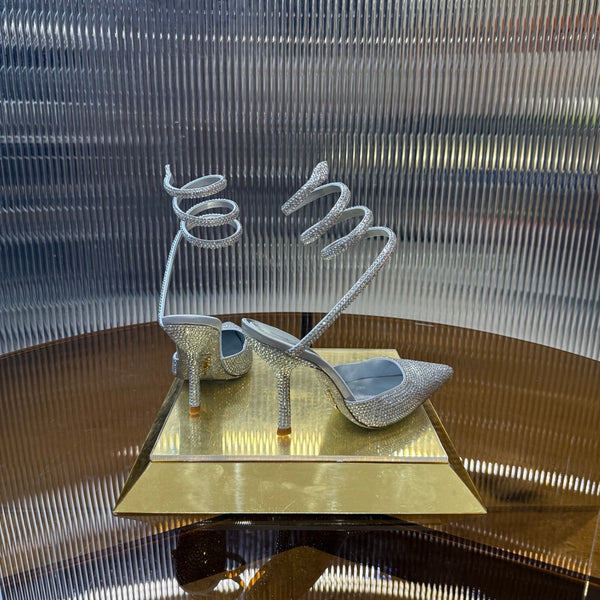 RC 25C Single Sandals Silver Sheepskin Rhinestone 339498