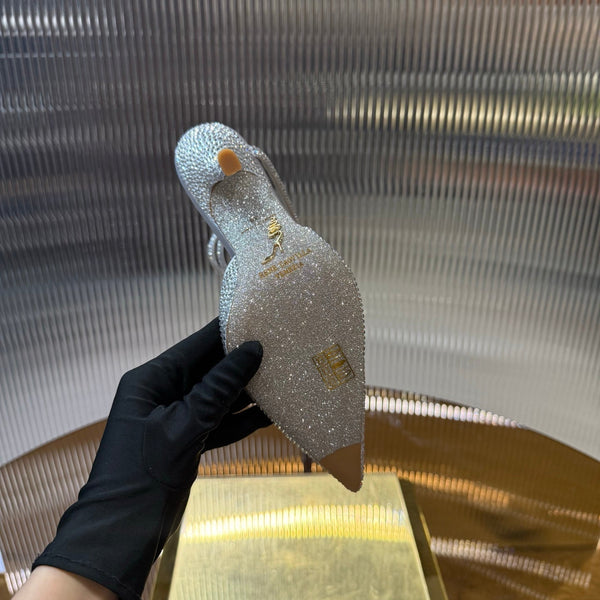 RC 25C Single Sandals Silver Sheepskin Rhinestone 339498